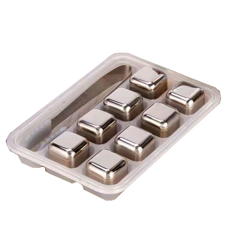 

US Amazon Top Seller 304 Stainless Steel Ice Cube Stone 8 PCS with clamp