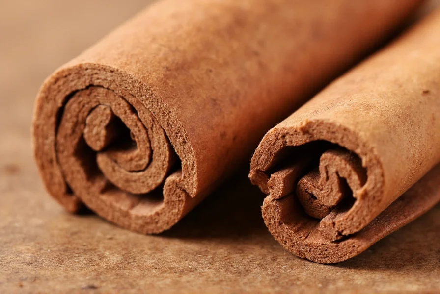 Close-up view of Ceylon cinnamon quills showing their delicate, multi-layered structure compared to thicker cassia cinnamon sticks