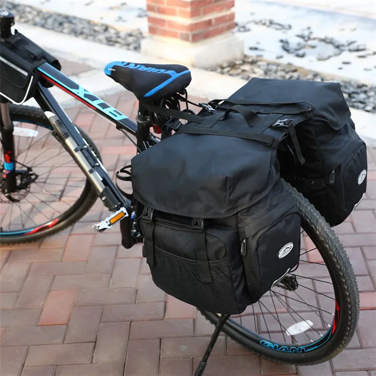 

Waterproof Large Capacity Bicycle Pannier Rear Rack Saddle Bag with Reflective Strips for Cycling, Black, army green, camouflage