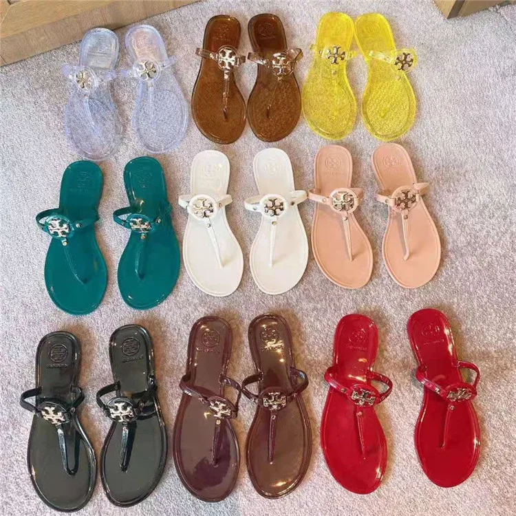 

Tb torybruch sandals jelly 202 fish mouth slipper babouche crystal beach women ladies torybruch sandals, Picture color