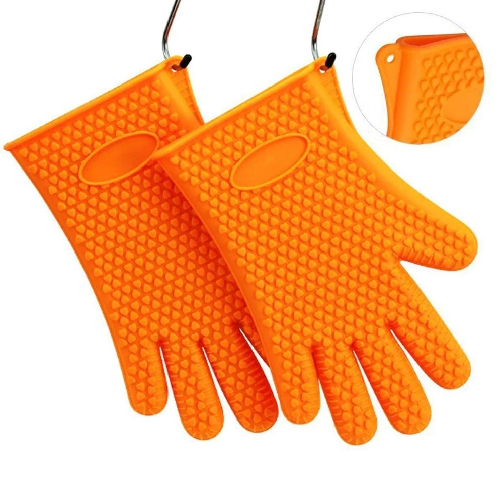 5 Fingers thicken heat resistant silicone grill glove kitchen bbq gloves 200g per pc oven glove