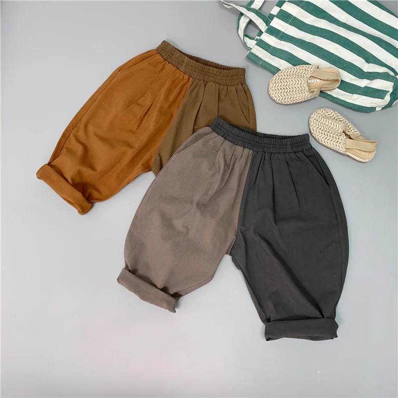 

2021 Children's Korea children's bespoke boys and girls, two-color casual pants summer loose breathable trousers, Customized color