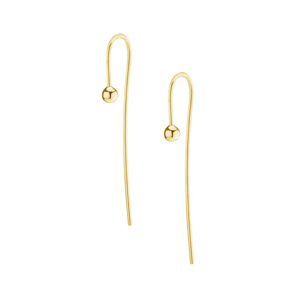 

2020 women party 18k gold vermeil luxury jewelry trendy 925 sterling silver simple style ball long hook earings