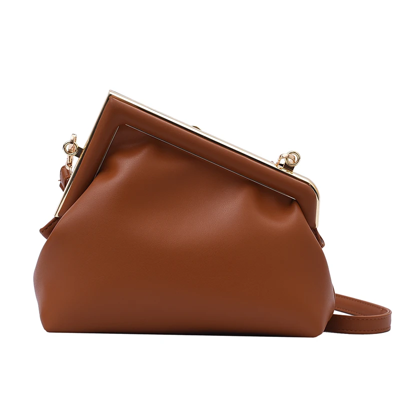 

2022 Clamp Pouch Clutch Purses Shoulder Messenger Bag PU Leather Trendy Handbags for Women