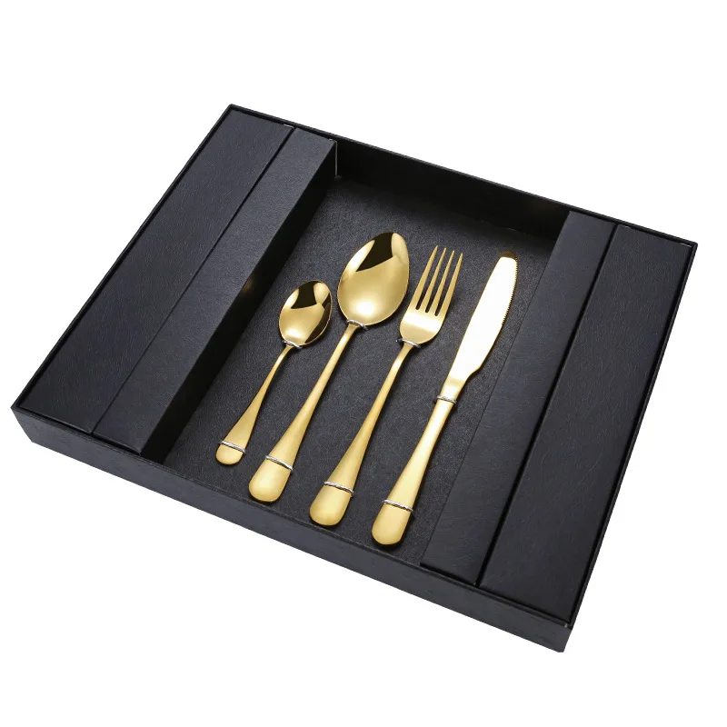 

High quality gold flatware set for 6 person , 24pcs stainless steel cutlery sets with gift box, Sliver, gold