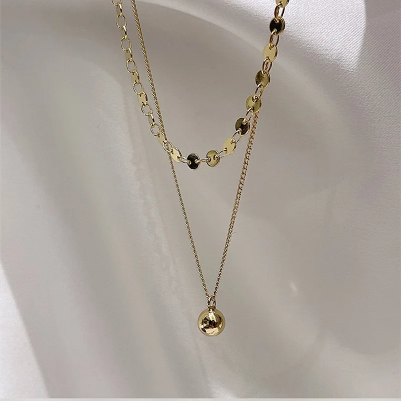 

Hot sale fashion designer necklace stainless steel round ball pendant gold-plated necklace women jewelry wholesale, Customized color