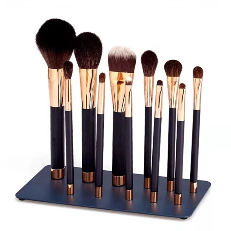 New Arrival 11 Pcs Magnetic Cosmetic Makeup Brush Set Standing Up with Base Holder Animal Hair