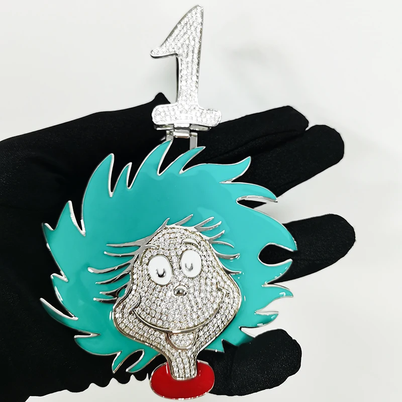 

925 Silver cartoon pendant cartoon face pendant enamel & diamond Iced out cartoon pendant Hip Hop face necklace mens jewelry
