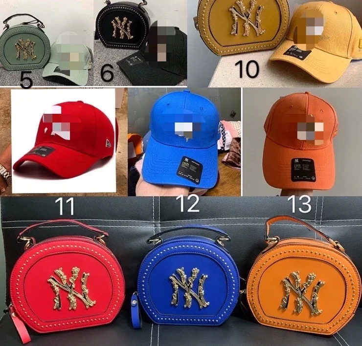 

Factory wholesale designer TIE DIE fabric ny hat&purse sets new york round rivet bucket mini purses and baseball hat sets, Many, contact sales