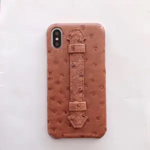 2019  fashion Ostrich Pattern Leather Wrist Phone Case for IPhone XR XS Max, for iPhone X Ostrich Leather Wrist Phone Case