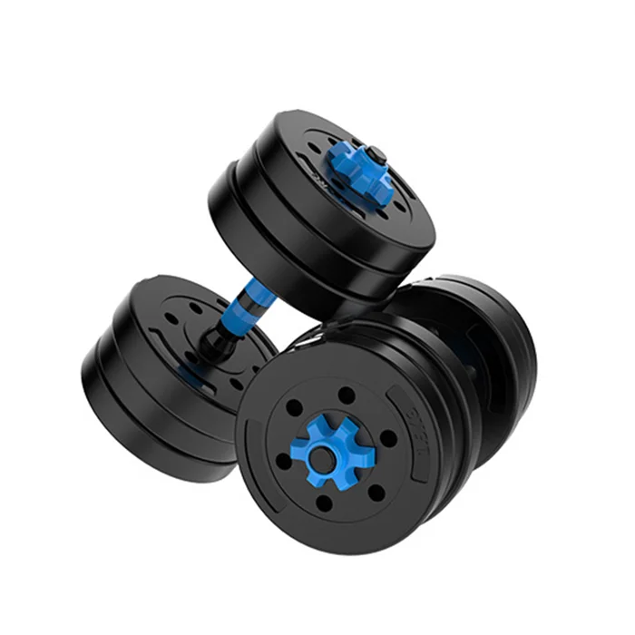 

Wholesale professional gym adjustable fitness set rubber cement dumbbells weight bar exercise barbell, Blue