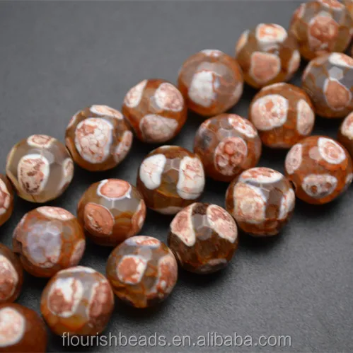 

6mm~12mm Faceted Tibetan Red Brown color DZI Agate Stone Round Loose Beads DIY Jewelry making supplies