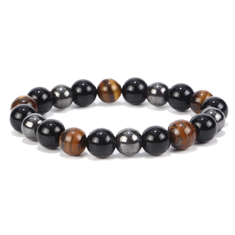 

Popular Bracelet tiger eye hematite Black Obsidian Beaded Bracelet Jewelry Gift Men's Bracelet 8 / 10mm