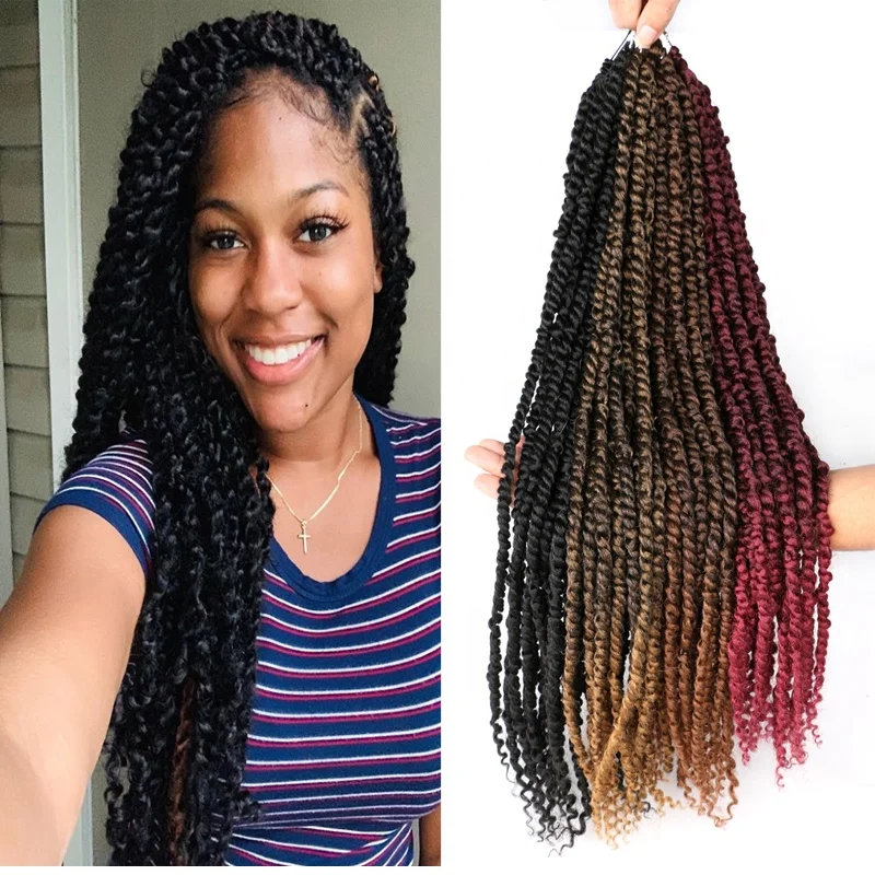 

Pre-looped synthetic braids hair Passion Twist Hair12" 18 24 inch extension pre stretched braiding Ombre Braids Crochet Hair
