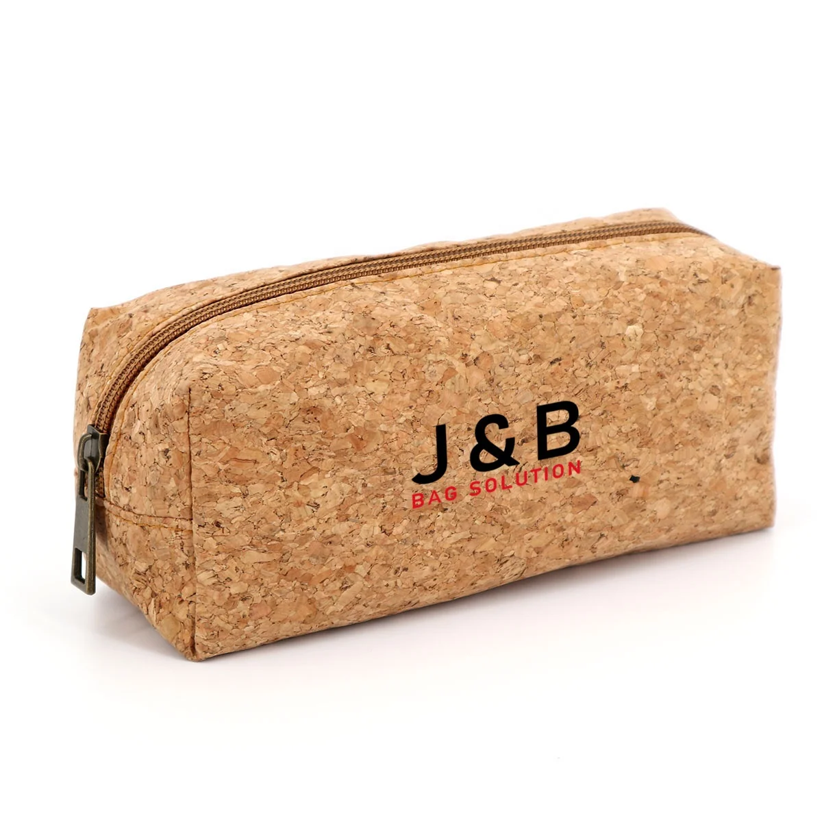 

2021 Natural Rectangle Cork Pencil Stationary Brushes Bag with Custom Printed Logo Eco Small Organizer Gift Zipper Pouch