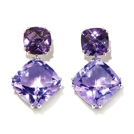 

CAOSHI Double Square Purple Gemstones Dangle Earrings Refine New Drop Earrings Romantic Party Earrings