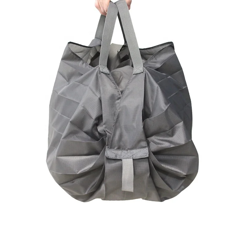 

polyester fabric expandable foldable Cotton black big multipocket grocery tote shopping bags with logos