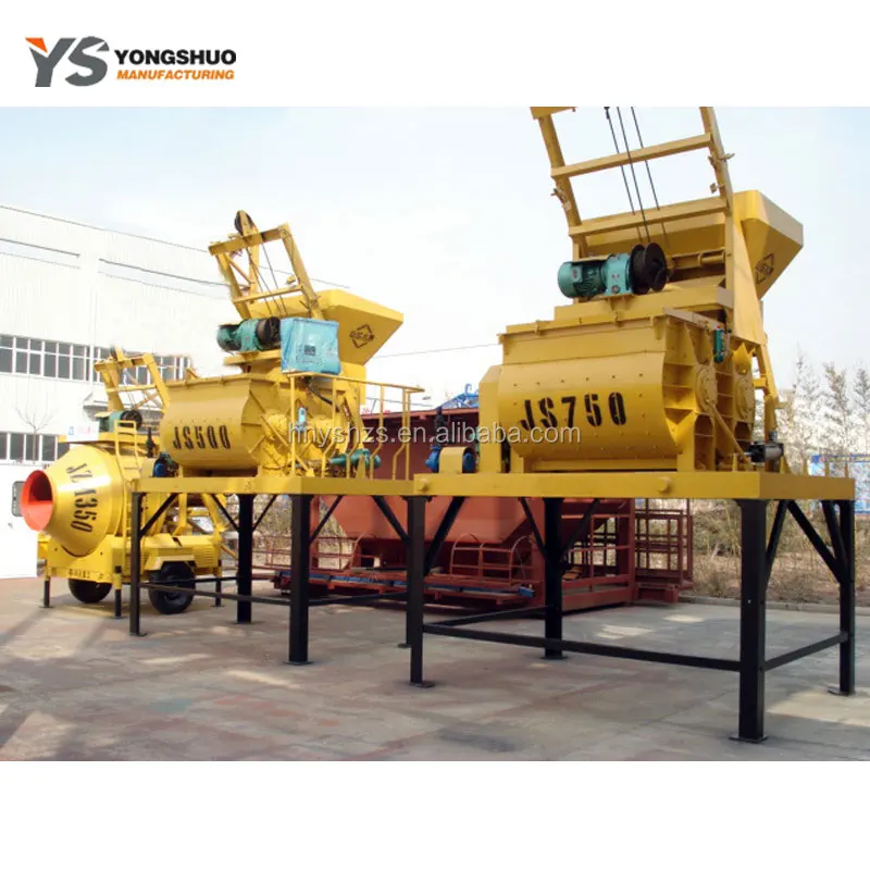 New Js500 Stationary Horizontal Forced Double Shaft Concrete Mixer