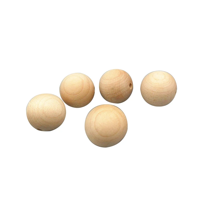 
Wholesale chewable round beads wooden teething ring for baby teething necklace 