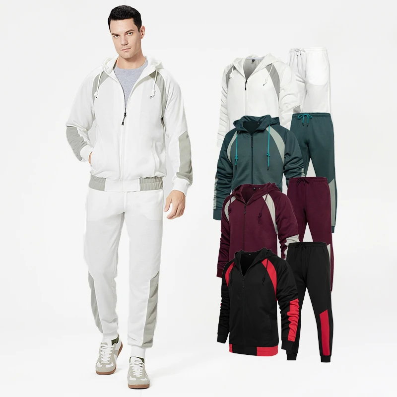 Bulk Wholesale Custom Brand Men's Leisure Jogger Suit 2 Pieces Custom Logo Sports Tracksuit