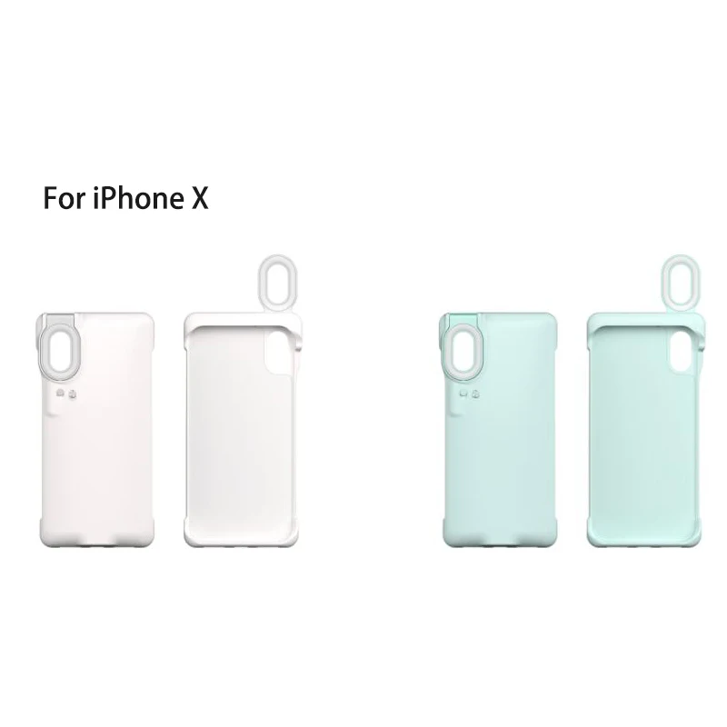 

Professional fill light cover 2 in 1 mobile phone shell with LED selfie ring light for iPhone phones, White,green