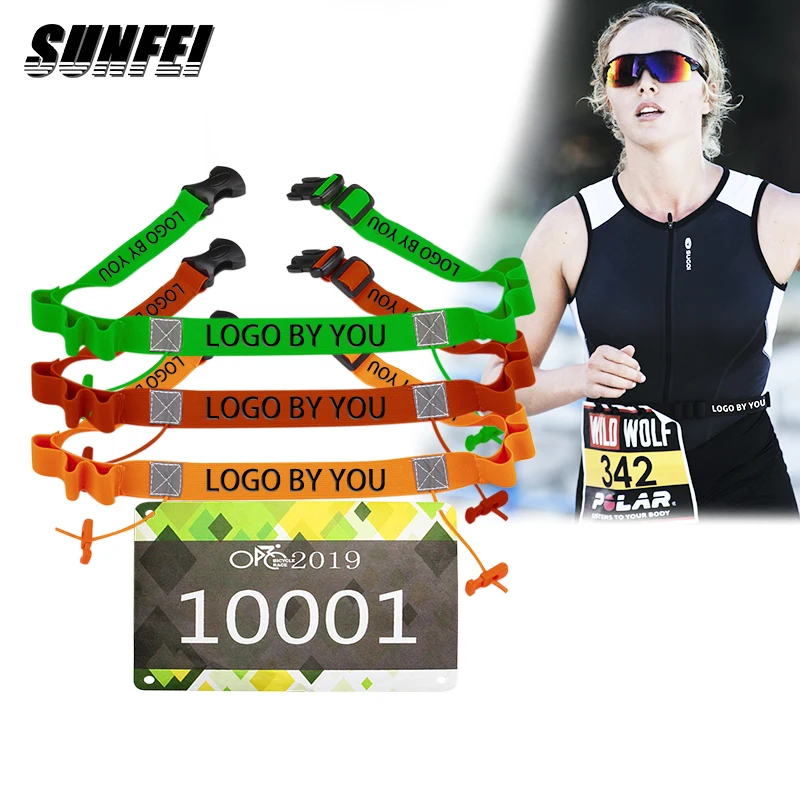 

custom logo race belt Marathon adjustable running Waist Belts Reflective race belt run triathlon number Holder