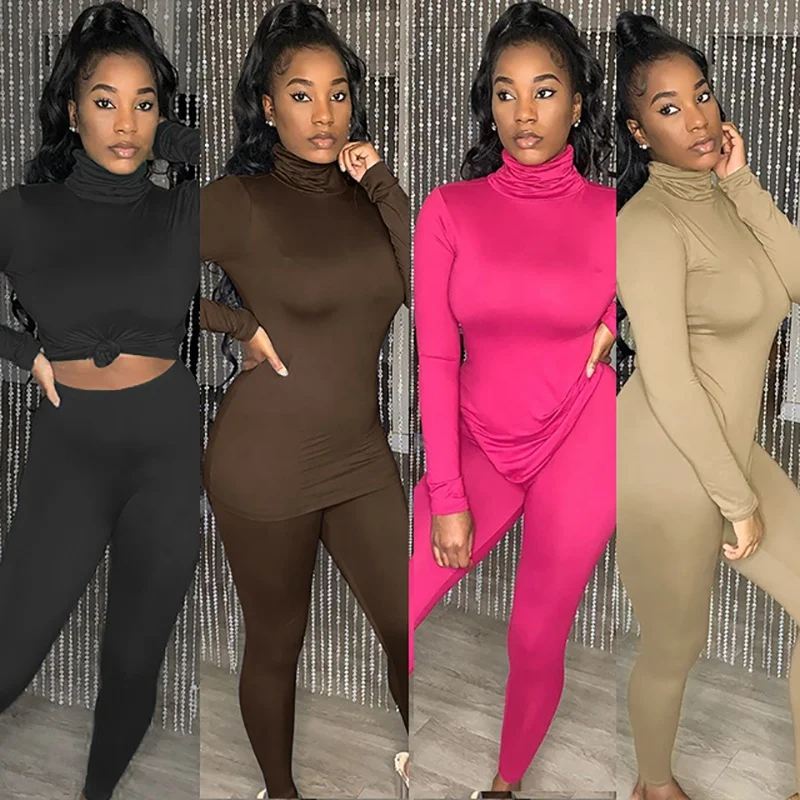 

Wolesales youbor spring 2021women ladies jumpsuit milk silk solid turtleneck bodysuit, Rose red/black/coffee/ khaki