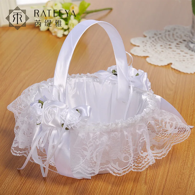 

HQYP007 Wedding supplies lace fabric wedding candy basket Romantic flower basket