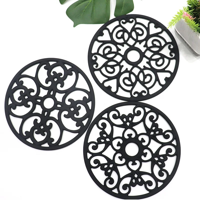 

Custom Logo Diy Silicone Coaster Moulds Set for Cup Pads with Holder Set, Black