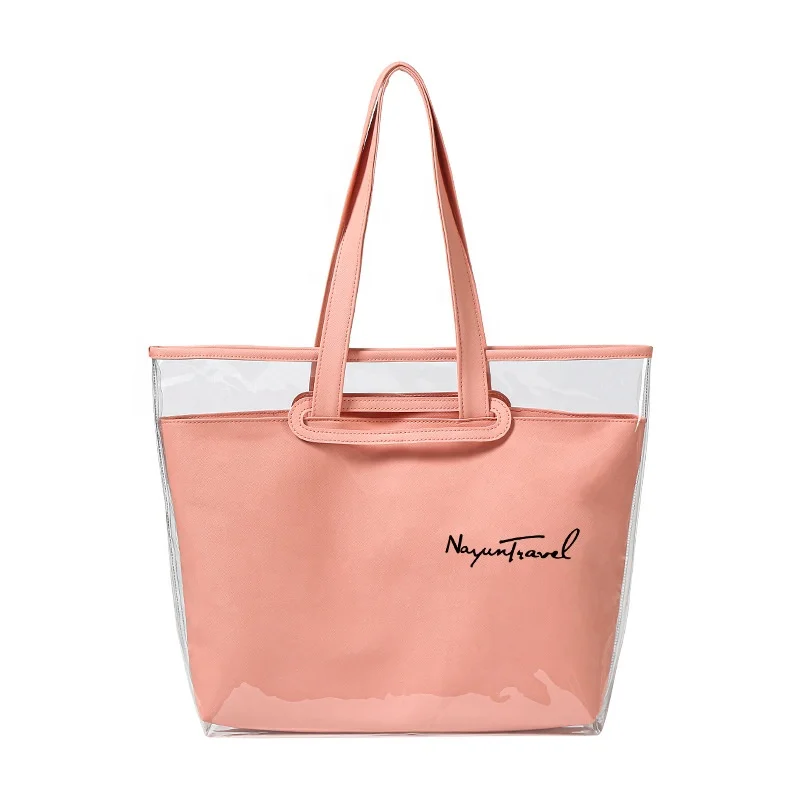 

new summer transparent shopping bag for women waterproof 2 in 1 detachable lifestyle bags swimming travel, As picture