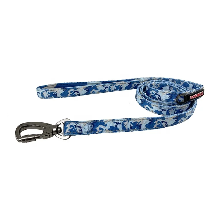 

Dogness free sample in stock outdoor travel camouflage reflective solid polyster blue green red pet dog leash with buckle