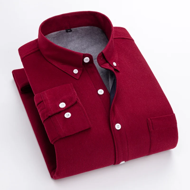 

Men's new winter warm shirt new plus velvet thick corduroy long-sleeved shirt