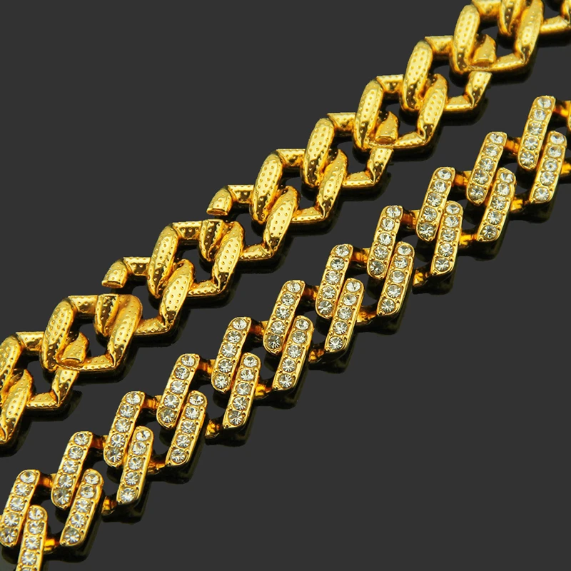 

Miami Cuban Link Rhinestone Necklace Chain Full Bling Charm Hip Hop Punk Jewelry