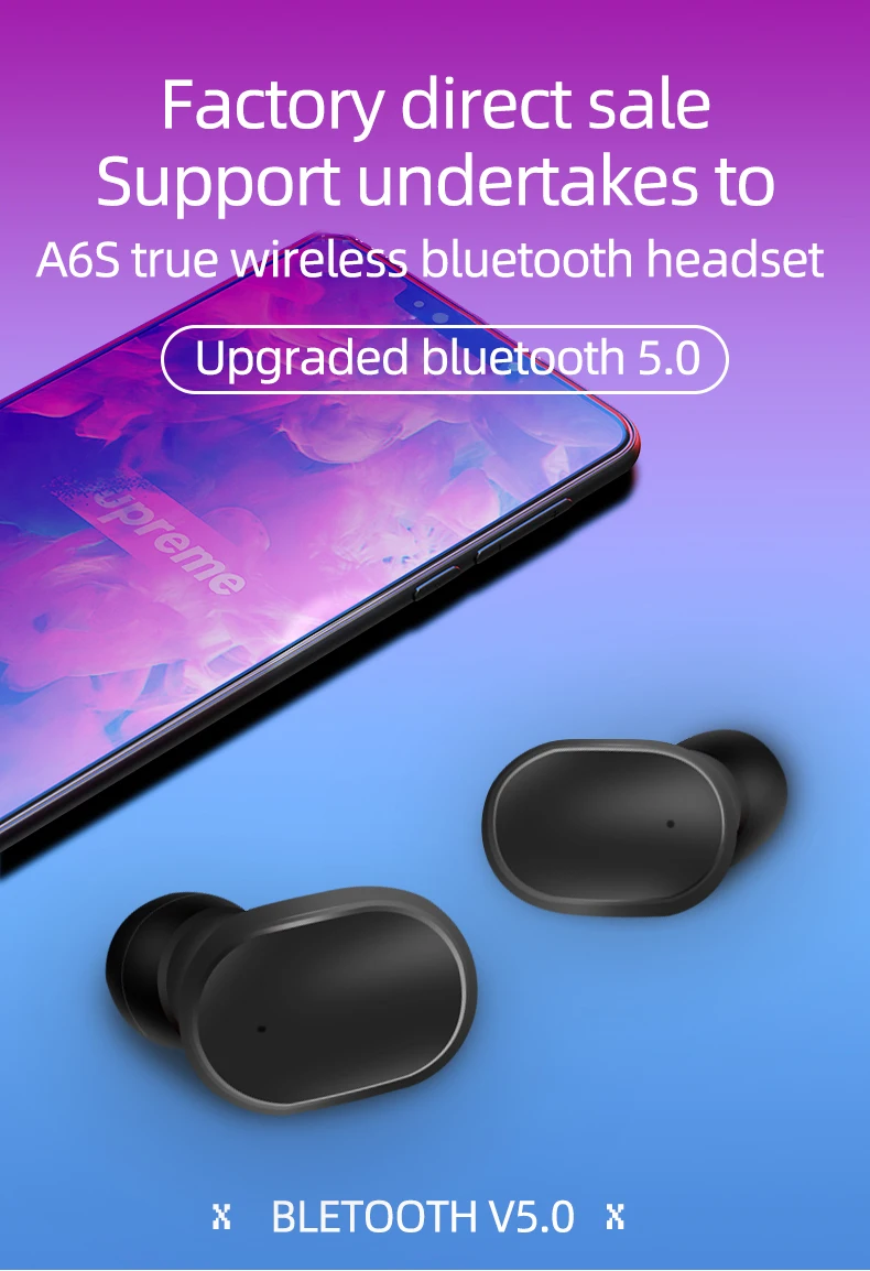 Bluetooth 5.0 TWS Headsets Mic Wireless Earphone earbuds A6S TWS For Xiaomi Redmi Airdots - ANKUX.COM