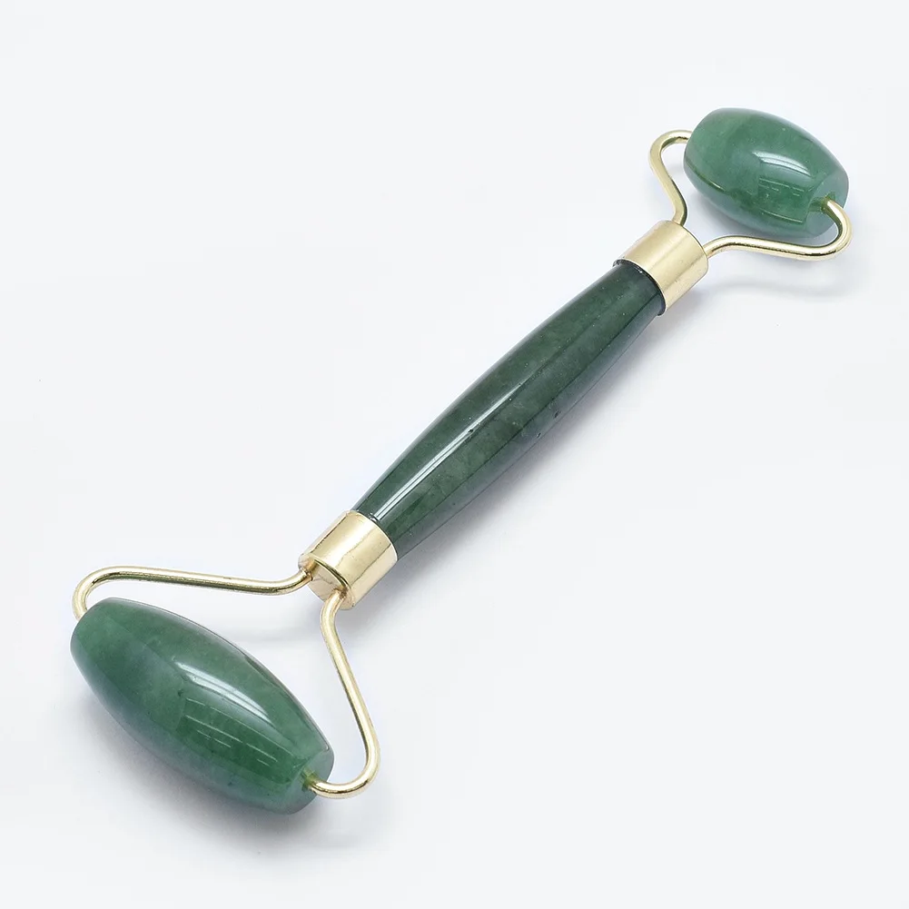 

PandaHall Green Aventurine Stone Glass Brass Facial Rollers