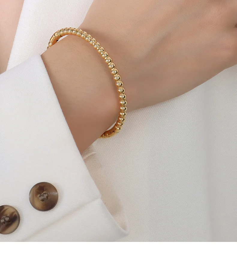 

High End Simple Beads Joint Open Bracelet Bangle Bracelet Stainless Steel Jewelry