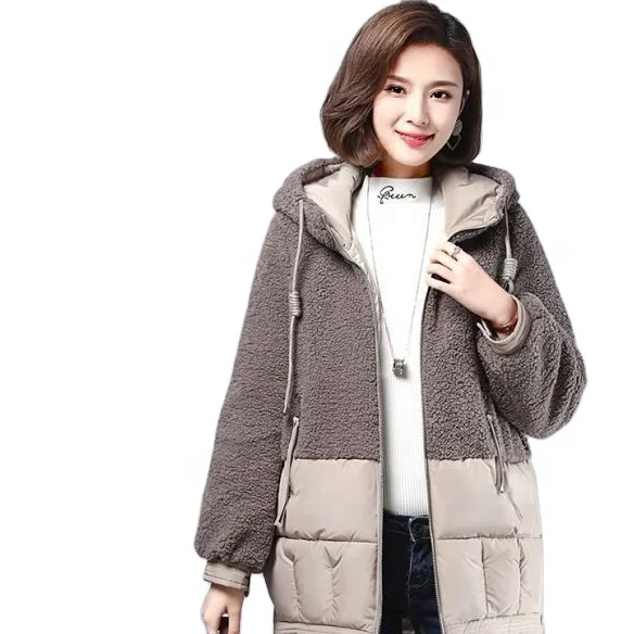 

Customized warm hooded down bubble plus size women trendy winter jacket faux fur coat for ladies2021