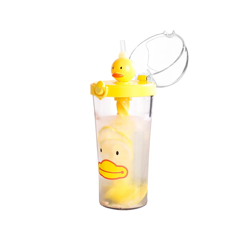 

Custom made cute cartoon animal stirring cup large capacity plastic student couple water cup creative straw cup