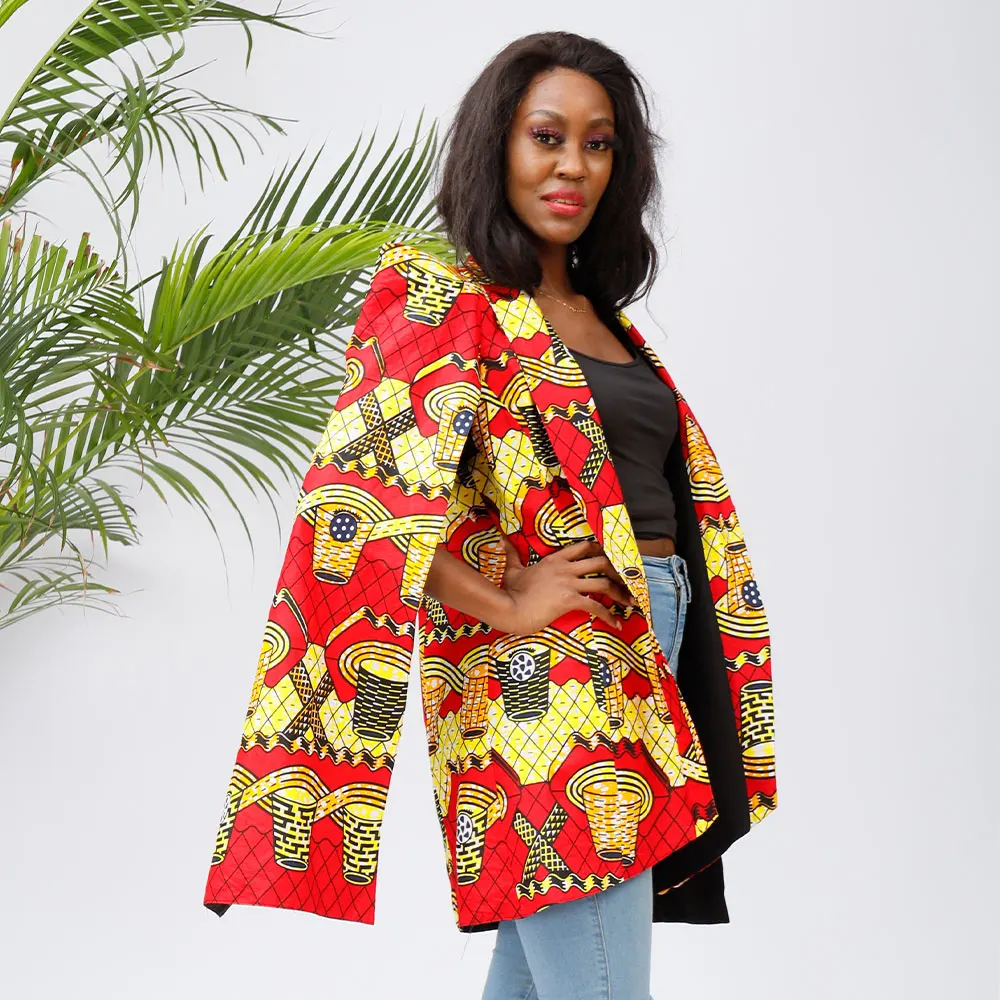 YUNY Womens Jacket African Print Outwear Coat Comfortable Small Blazer Nine 4XL