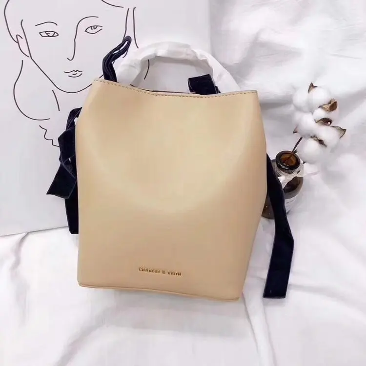 

charles Scarf bucket bag metal handbag female bag