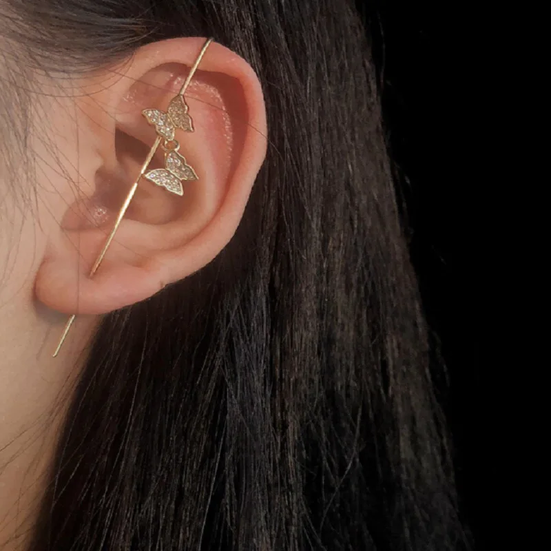 

1pc Ear Wrap Crawler Hook Earrings Multiple Styles Geometric Stud Earrings Piercing Earring Street Popular Hip Hop Ear Jewelry