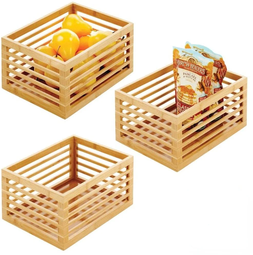 

WOODSPACE Bamboo slotted kitchen cabinet storage book sorting box hollowed out storage box uncovered desktop sundries box