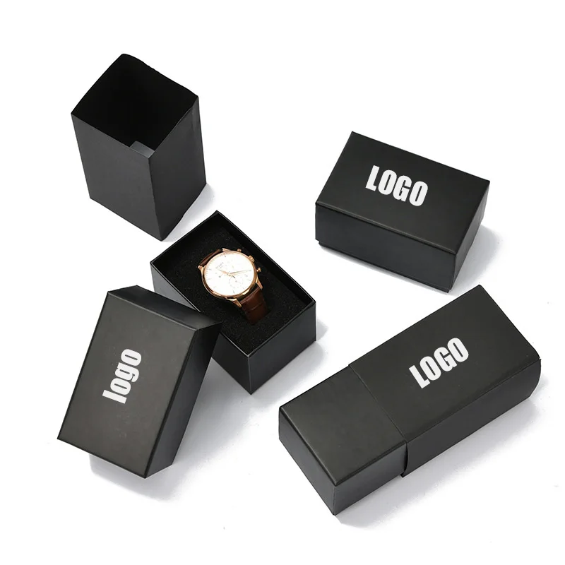 

2021 Custom watch packaging box,custom logo luxury watch box, Black