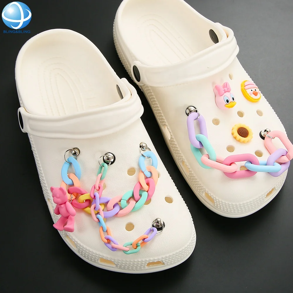 

Factory DIY Croc charms PVC cute croc chain rainbow bear acrylic shoes charm croc for women, As same as picture color