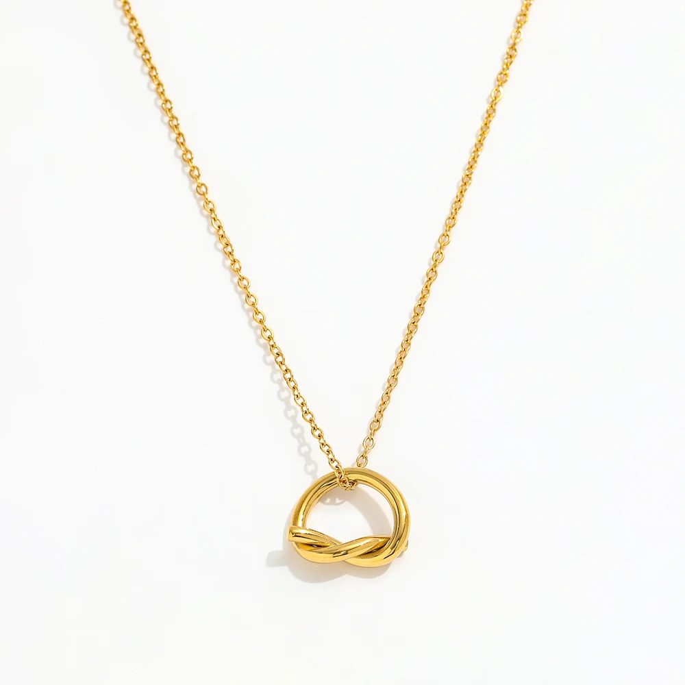 

Joolim Jewelry 18K Gold Plated Twisted Circle Pendant Necklace Trendy Jewelry Wholesale