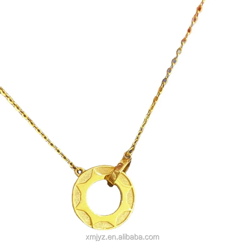 

Certified In Stock Wholesale 5G Gold New Necklace For Women Ins Style 999 Pure Gold Set Chain 24K Pure Gold Geometric Necklace