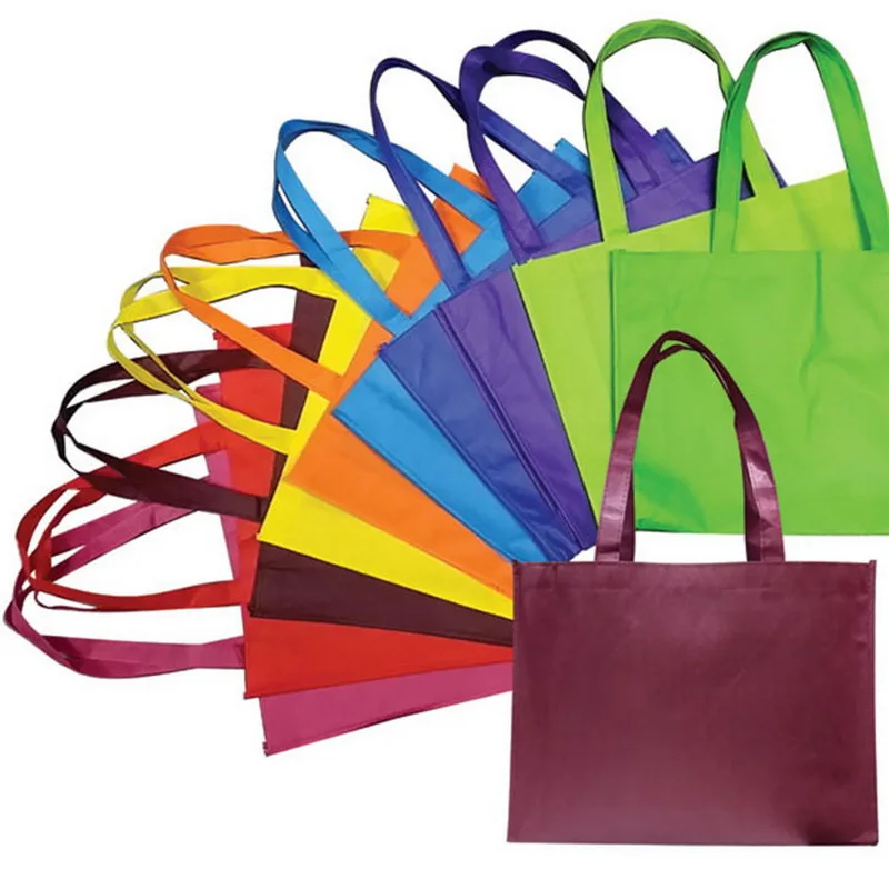 

MOQ 100 PCS eco-friendly cheap promotional shopping non woven bag with Rainbow Colors