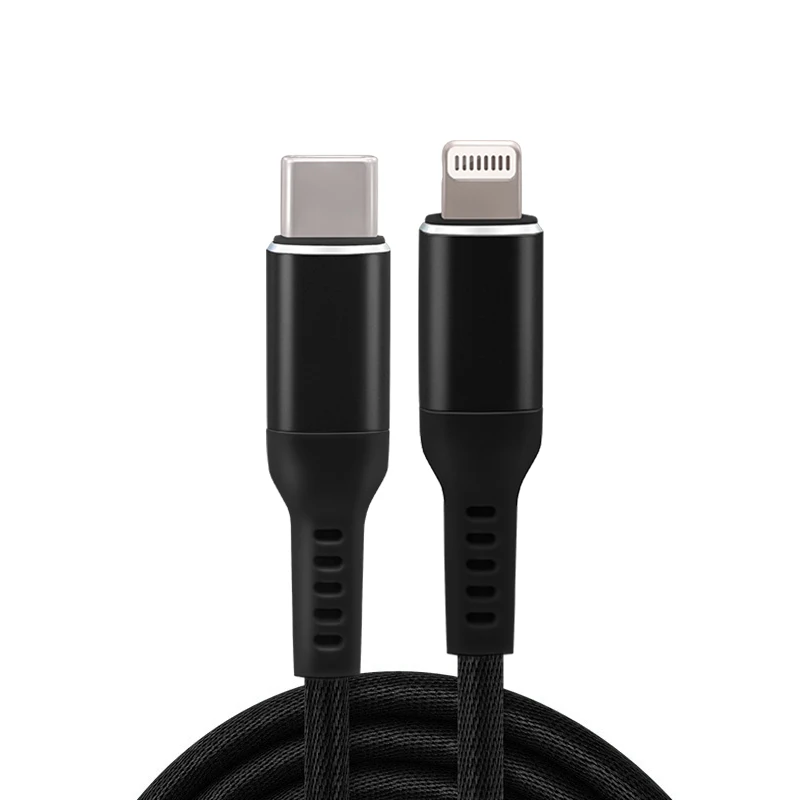 

New arrival nylon braided USB-C to lightning charging cable mfi certified 20W PD fast charger for iPhone 12