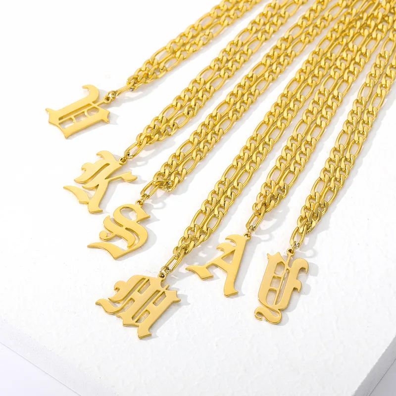 

New Products A To Z Ancient English Alphabet Anklet Chain Stainless Steel Stylish 26 Letters Summer Beach Anklet For Unisex, Gold