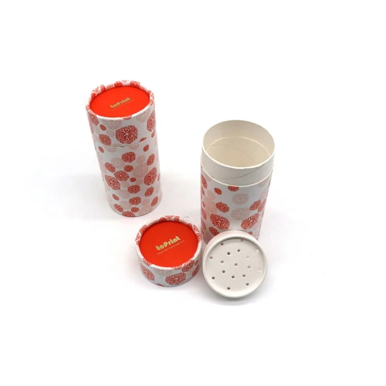 
Custom Printing Eco Powder Packaging Round Cardboard Canister Empty Paper Tube With Top Shaker 